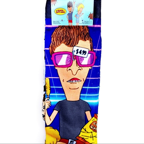 🆕 Beavis and Butt-Head Butthead MTV Retro 90s Crew Socks Mens Womens - Picture 4 of 8